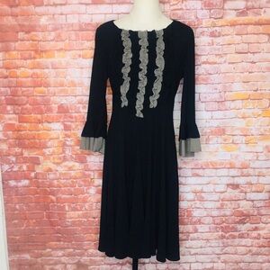 Rabbit Rabbit Rabbit Designs Black and Gray Long Sleeved Ruffled
A-line Dress